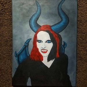 Demoness Portrait Hand Painted Original 12x18